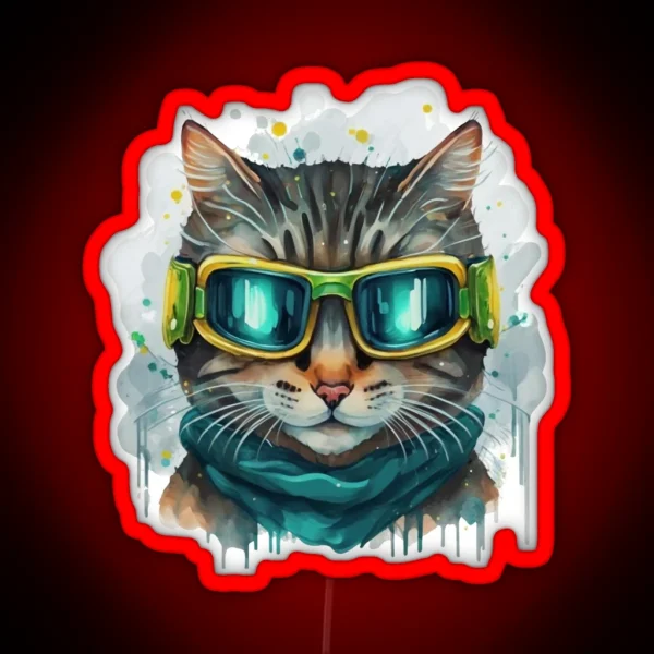 Ski Cat RGB Neon Sign