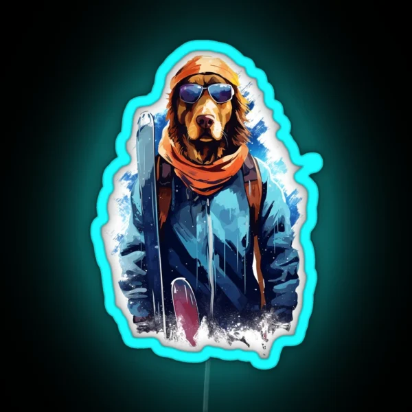 Ski Dog In Ski Googles RGB Neon Sign