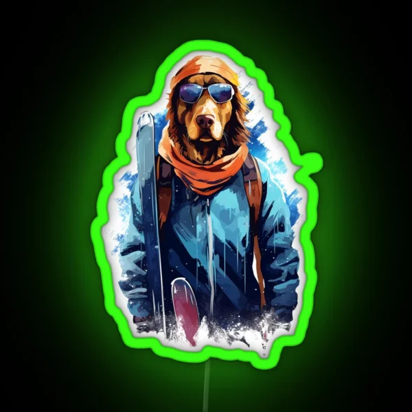 Ski Dog In Ski Googles RGB Neon Sign