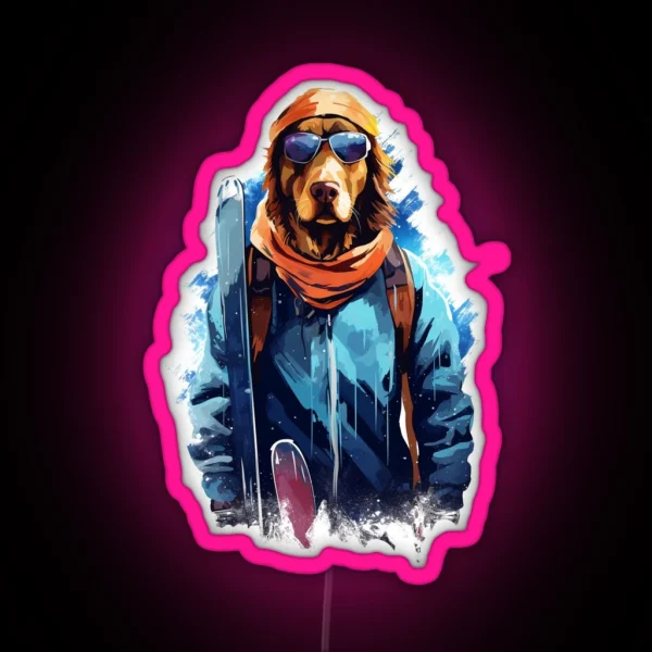 Ski Dog In Ski Googles RGB Neon Sign