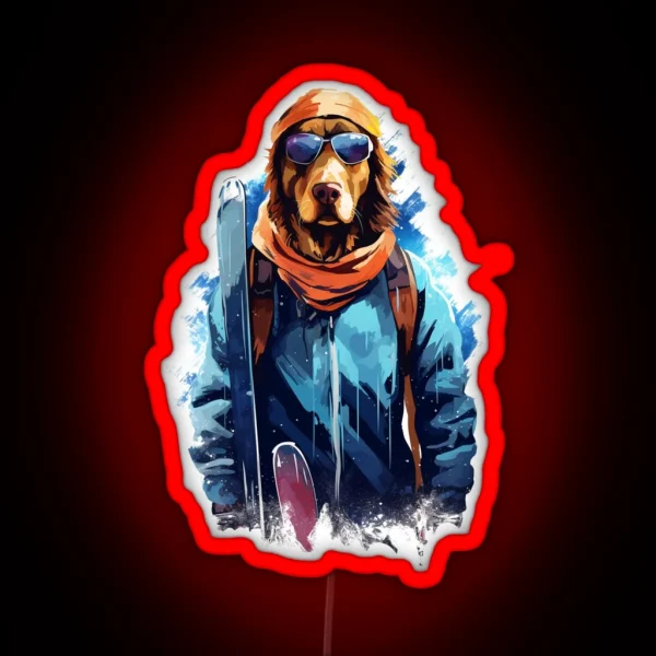 Ski Dog In Ski Googles RGB Neon Sign