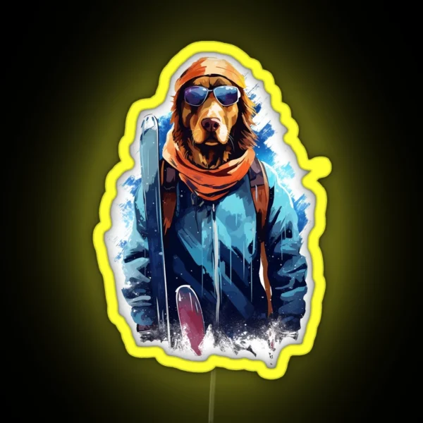 Ski Dog In Ski Googles RGB Neon Sign