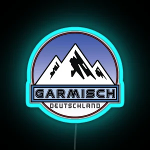 Ski Garmisch Deutschland Bayern Skiing Ski Mountain Bavaria Hiking Climbing RGB Neon Sign