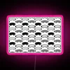 Monochromatic ski goggles design with neon pink accents on a dark background.