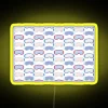 Ski goggles with neon snowflake pattern on yellow background