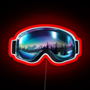 Ski Goggles Sledding Goggles Colorful Northern Lights Winter Mountain Reflection RGB Neon Sign