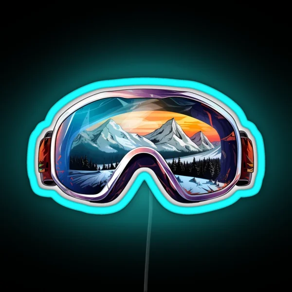 Ski Goggles Sledding Goggles Colorful Winter Mountain RGB Neon Sign