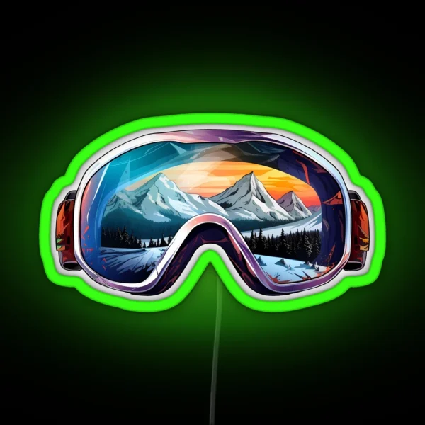 Ski Goggles Sledding Goggles Colorful Winter Mountain RGB Neon Sign