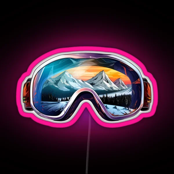 Ski Goggles Sledding Goggles Colorful Winter Mountain RGB Neon Sign