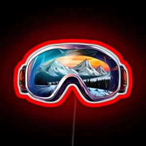 Ski Goggles Sledding Goggles Colorful Winter Mountain Reflection RGB Neon Sign