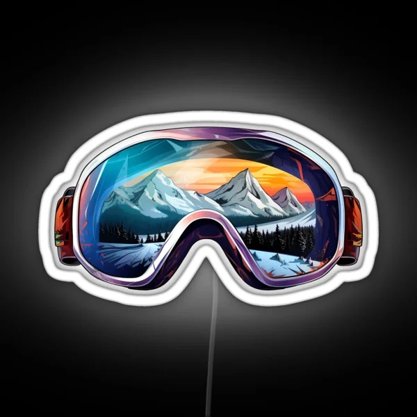 Ski Goggles Sledding Goggles Colorful Winter Mountain RGB Neon Sign