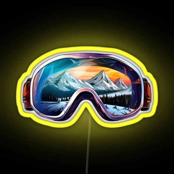 Ski Goggles Sledding Goggles Colorful Winter Mountain RGB Neon Sign