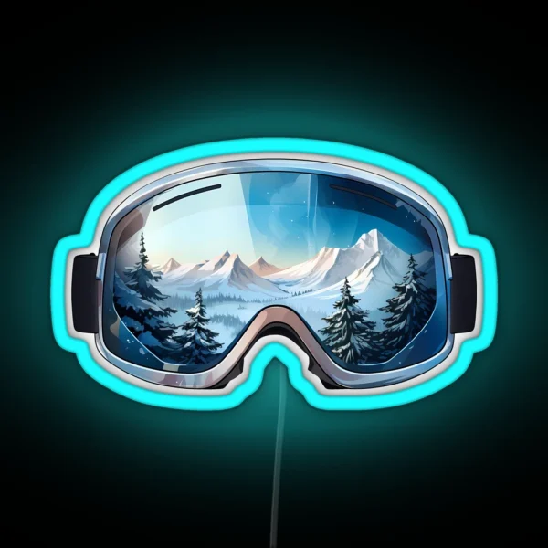 Ski Goggles Sledding Goggles Winter Apparel Mountain RGB Neon Sign