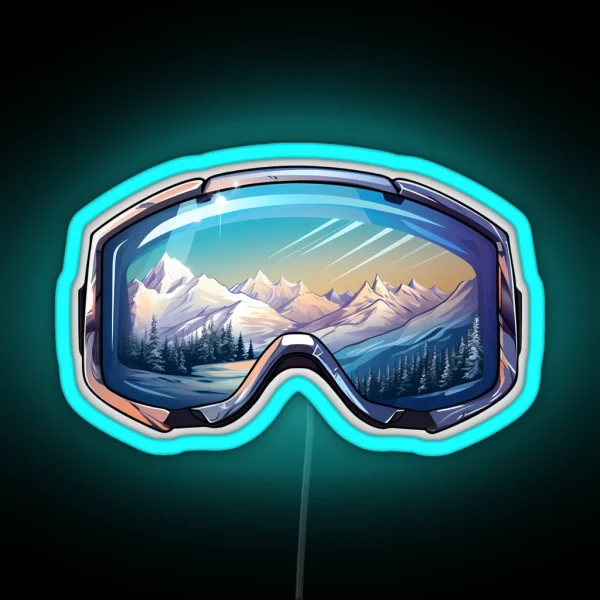 Ski Goggles Sledding Goggles Winter Sports Mountain RGB Neon Sign