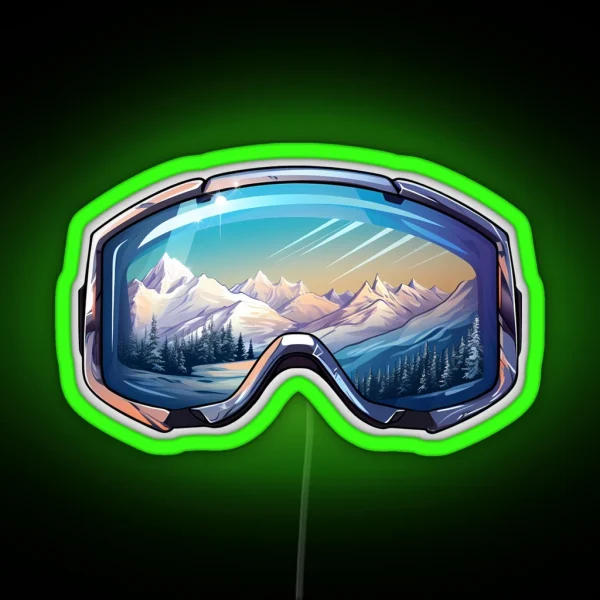 Ski Goggles Sledding Goggles Winter Sports Mountain RGB Neon Sign
