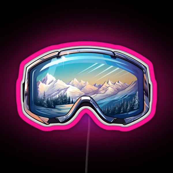 Ski Goggles Sledding Goggles Winter Sports Mountain RGB Neon Sign