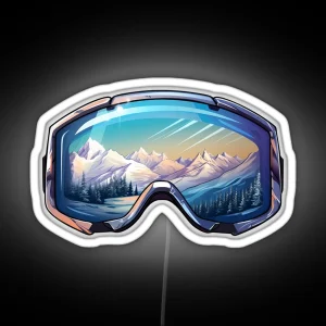 Ski Goggles Sledding Goggles Winter Sports Mountain Reflection RGB Neon Sign