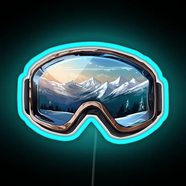 Ski Goggles Sledding Goggles Winter Sports RGB Neon Sign