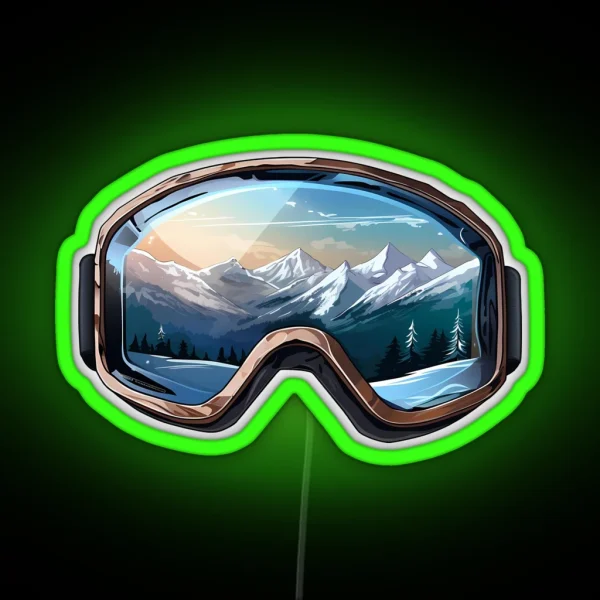 Ski Goggles Sledding Goggles Winter Sports RGB Neon Sign