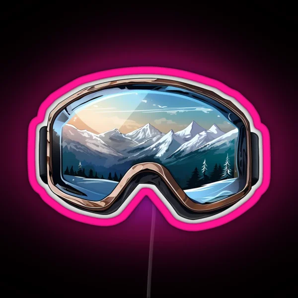 Ski Goggles Sledding Goggles Winter Sports RGB Neon Sign