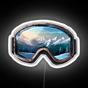 Ski Goggles Sledding Goggles Winter Sports Mountain Reflection RGB Neon Sign