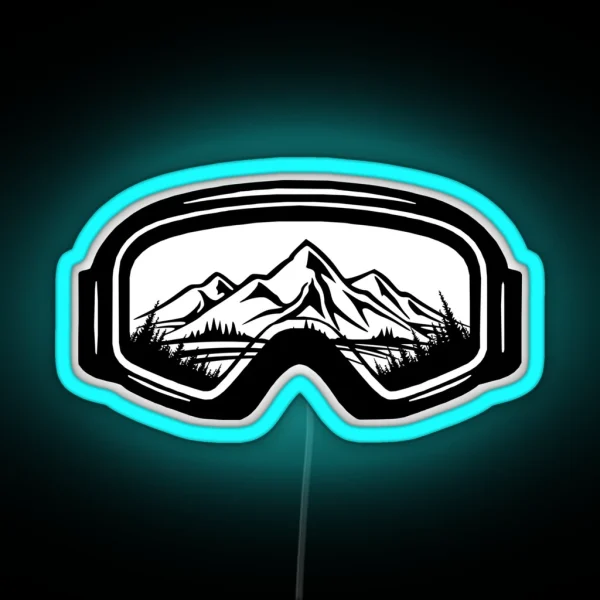 Ski Goggles Travel Art Design RGB Neon Sign