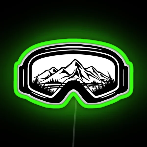Ski Goggles Travel Art Design RGB Neon Sign