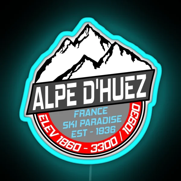 Ski L Alpe D Huez France Skiing Paradise RGB Neon Sign