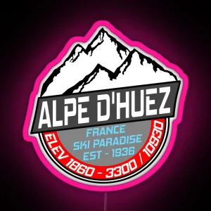 Ski L Alpe D Huez France Skiing Paradise RGB Neon Sign