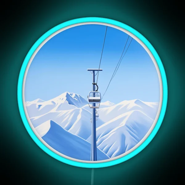 Ski Lift Snowy Mountains RGB Neon Sign
