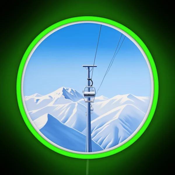 Ski Lift Snowy Mountains RGB Neon Sign