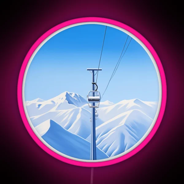 Ski Lift Snowy Mountains RGB Neon Sign