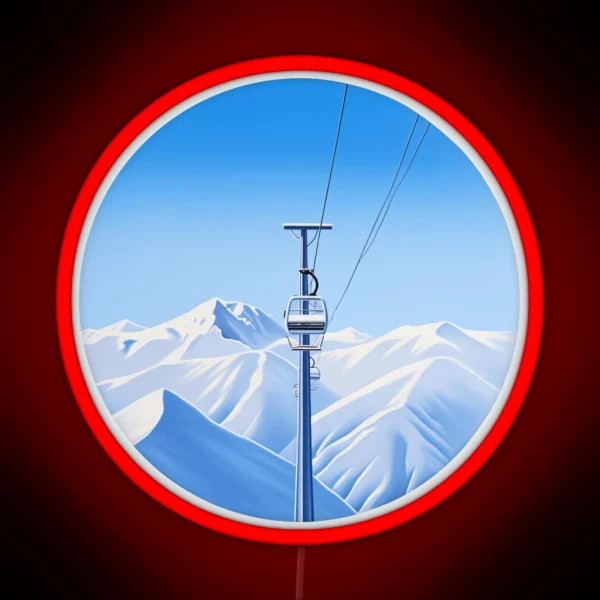 Ski Lift Snowy Mountains RGB Neon Sign
