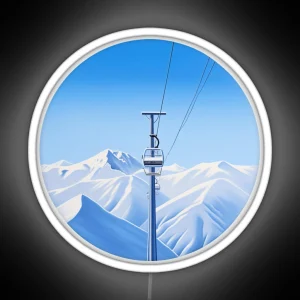 Ski Lift Snowy Mountains RGB Neon Sign