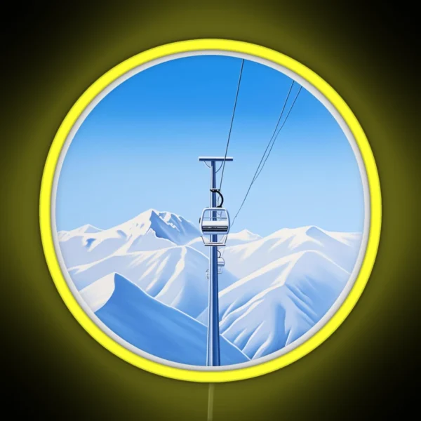 Ski Lift Snowy Mountains RGB Neon Sign
