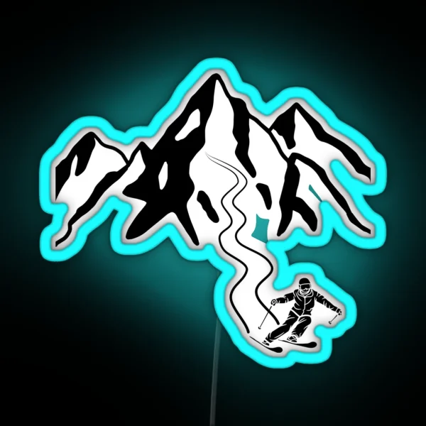 Ski Lines Ski Season Black RGB Neon Sign