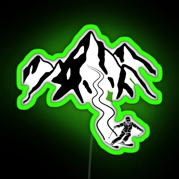 Ski Lines Ski Season Black RGB Neon Sign
