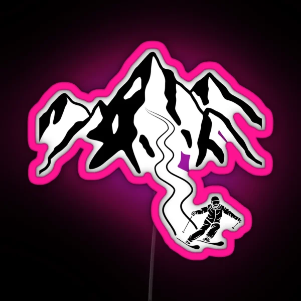 Ski Lines Ski Season Black RGB Neon Sign