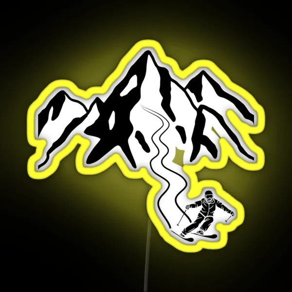 Ski Lines Ski Season Black RGB Neon Sign