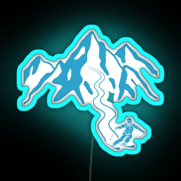 Ski Lines Ski Season Blue RGB Neon Sign
