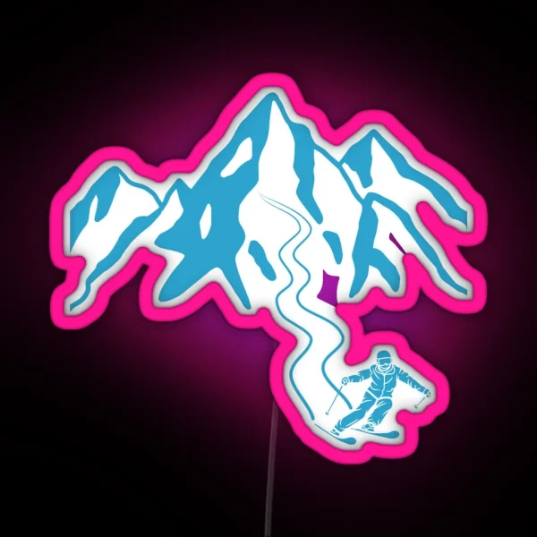 Ski Lines Ski Season Blue RGB Neon Sign