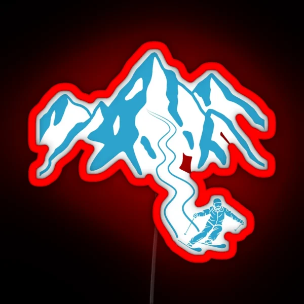 Ski Lines Ski Season Blue RGB Neon Sign