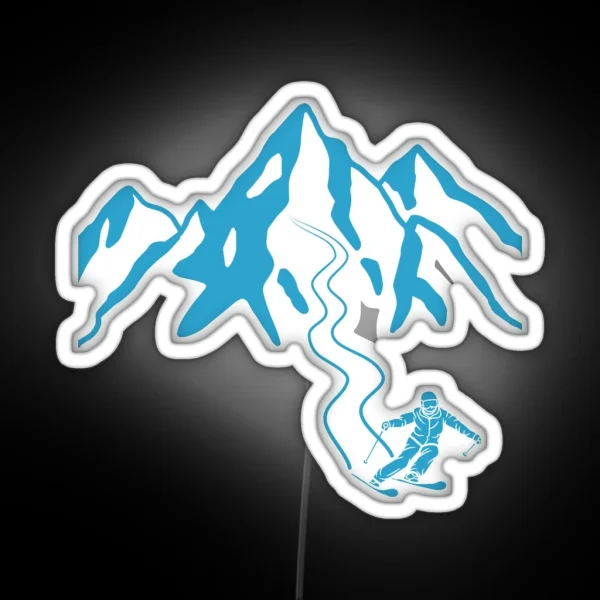 Ski Lines Ski Season Blue RGB Neon Sign