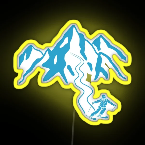 Ski Lines Ski Season Blue RGB Neon Sign