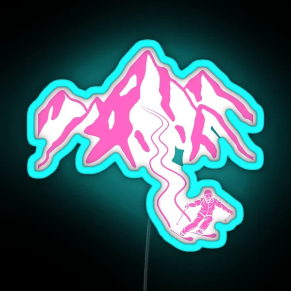 Ski Lines Ski Season Pink RGB Neon Sign