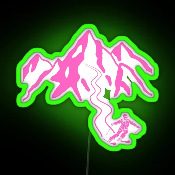 Ski Lines Ski Season Pink RGB Neon Sign