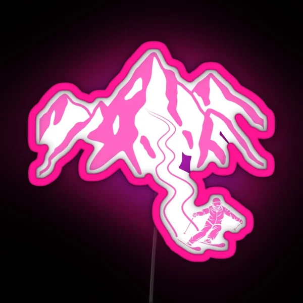 Ski Lines Ski Season Pink RGB Neon Sign