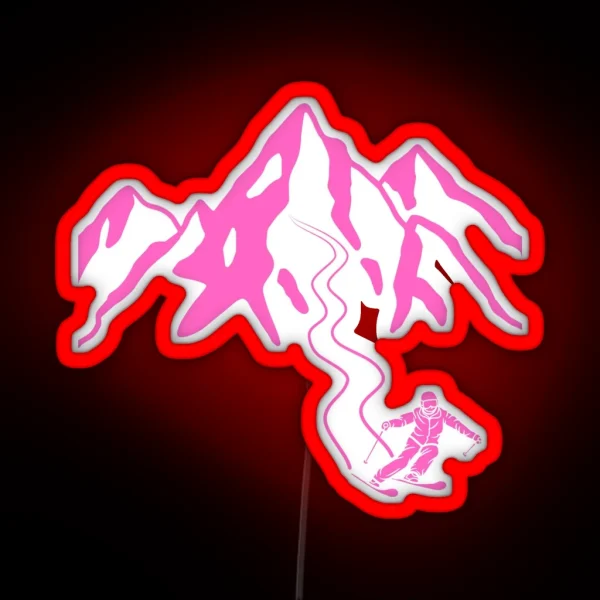 Ski Lines Ski Season Pink RGB Neon Sign
