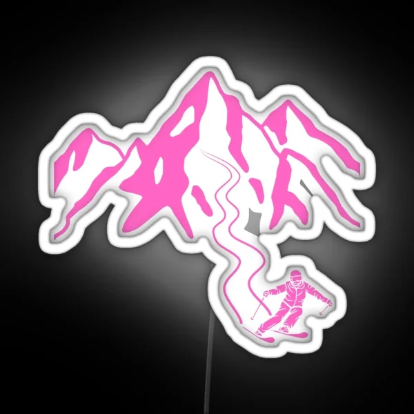 Ski Lines Ski Season Pink RGB Neon Sign