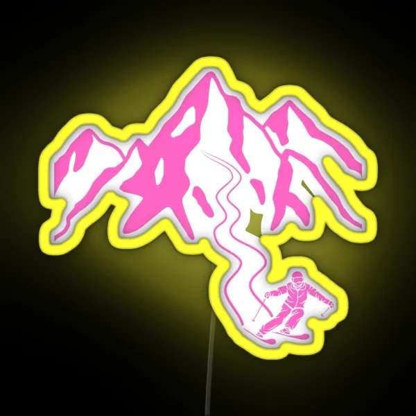 Ski Lines Ski Season Pink RGB Neon Sign